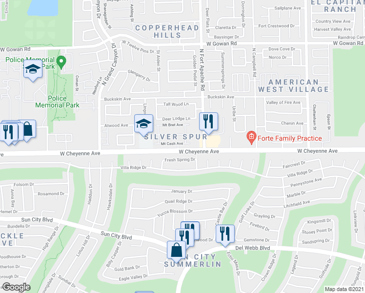 map of restaurants, bars, coffee shops, grocery stores, and more near 9321 Mount Cash Avenue in Las Vegas
