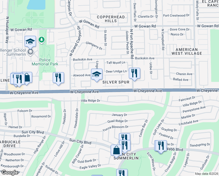 map of restaurants, bars, coffee shops, grocery stores, and more near 9413 Mount Cash Avenue in Las Vegas