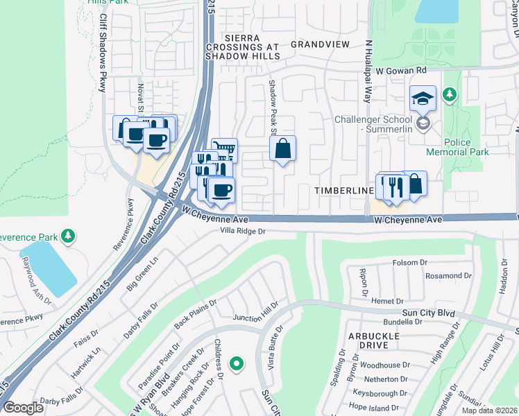 map of restaurants, bars, coffee shops, grocery stores, and more near 10368 Sloping Hill Avenue in Las Vegas