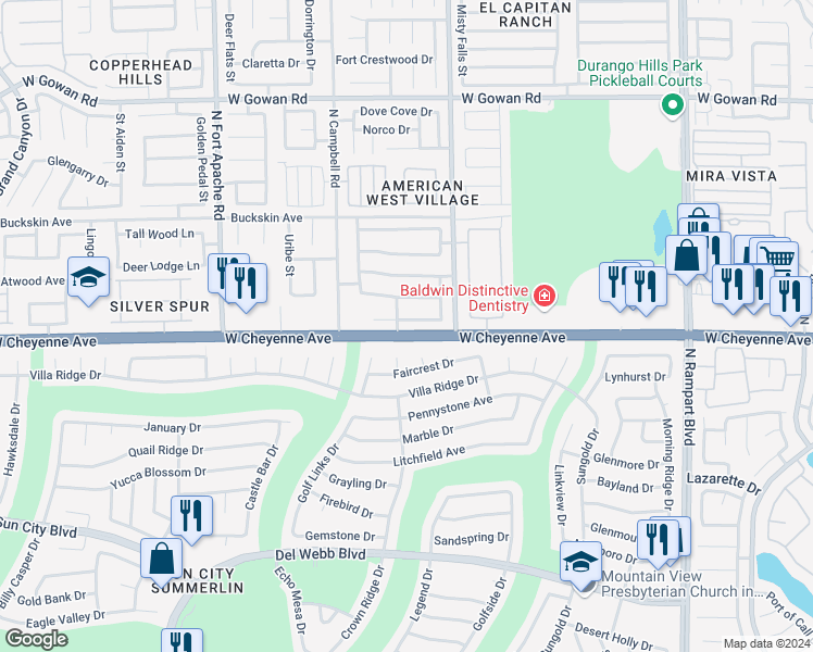 map of restaurants, bars, coffee shops, grocery stores, and more near 9021 Dolente Avenue in Las Vegas