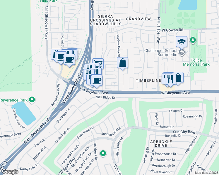 map of restaurants, bars, coffee shops, grocery stores, and more near 10409 Sunny Ranch Avenue in Las Vegas
