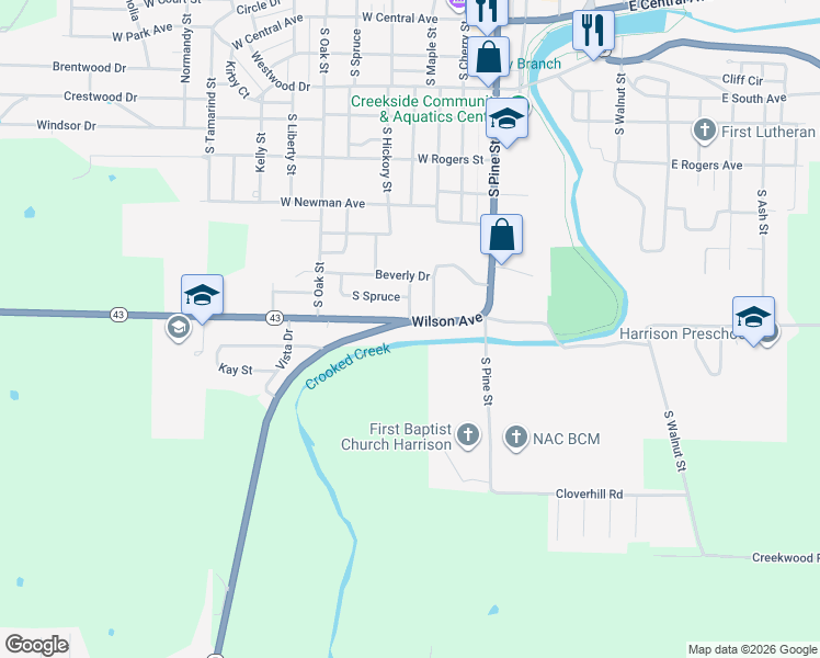 map of restaurants, bars, coffee shops, grocery stores, and more near 609 Wilson Avenue in Harrison