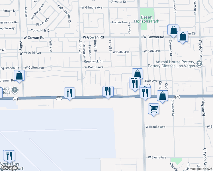 map of restaurants, bars, coffee shops, grocery stores, and more near 3268 Cheyenne Gardens Way in North Las Vegas