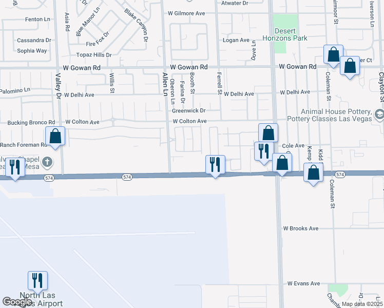 map of restaurants, bars, coffee shops, grocery stores, and more near 3505 Diamond Spur Avenue in North Las Vegas