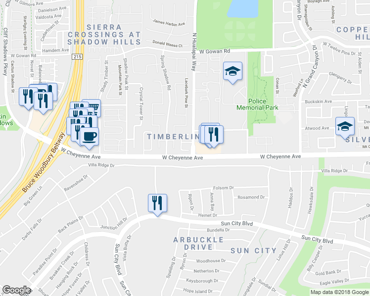map of restaurants, bars, coffee shops, grocery stores, and more near 10118 Farmington Hall Court in Las Vegas