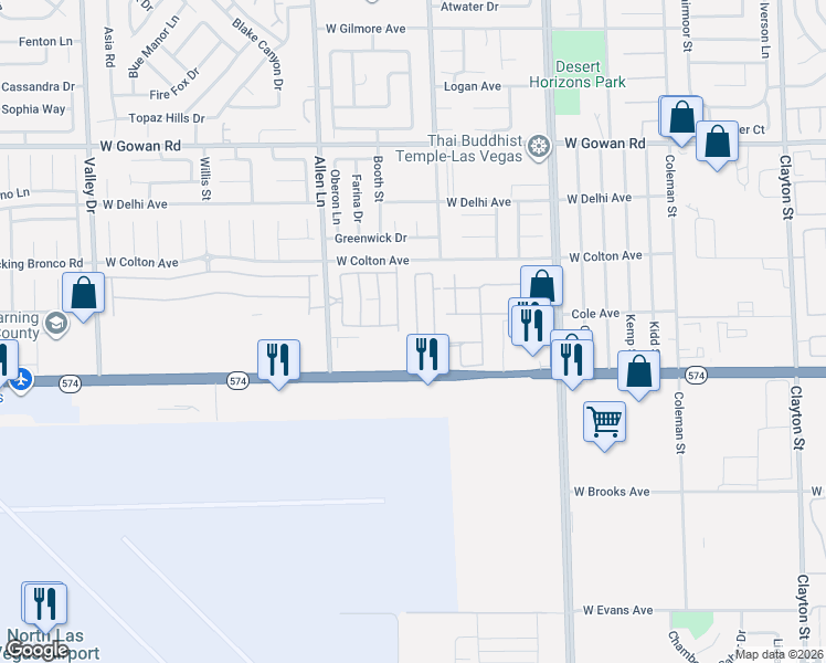 map of restaurants, bars, coffee shops, grocery stores, and more near 3269 Cheyenne Gardens Way in North Las Vegas