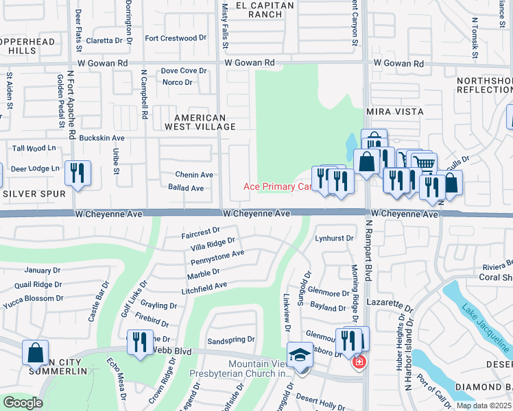 map of restaurants, bars, coffee shops, grocery stores, and more near 8701 Sandringham Avenue in Las Vegas