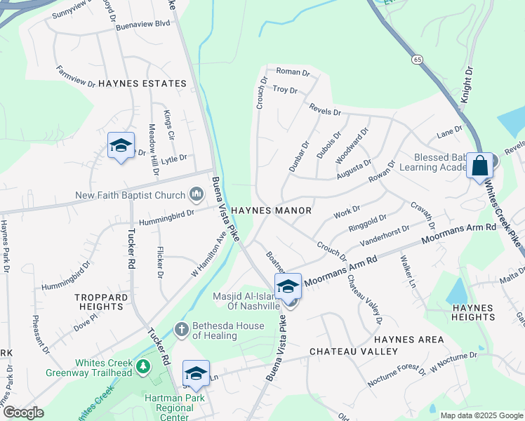 map of restaurants, bars, coffee shops, grocery stores, and more near 3847 Crouch Dr in Nashville