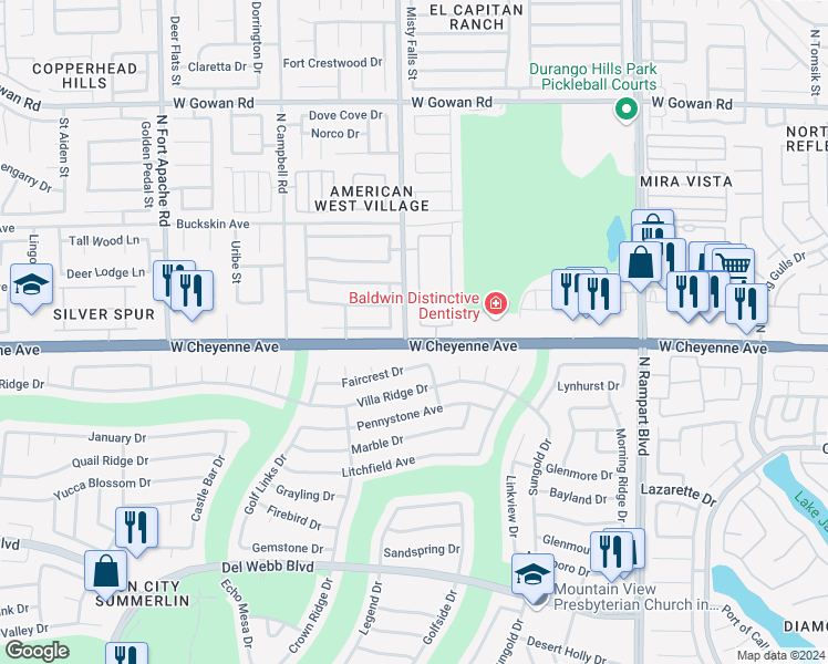 map of restaurants, bars, coffee shops, grocery stores, and more near 8811 Sandringham Avenue in Las Vegas