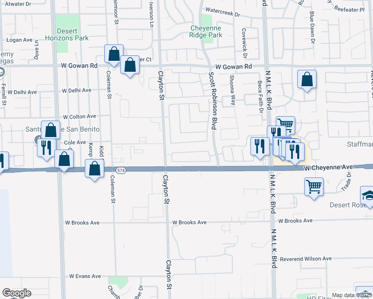 map of restaurants, bars, coffee shops, grocery stores, and more near 1912 Soto Lane in North Las Vegas