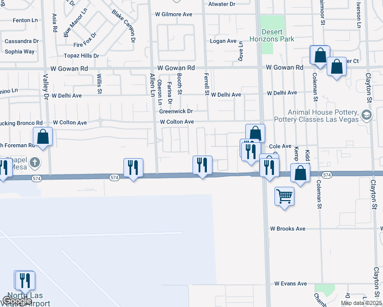 map of restaurants, bars, coffee shops, grocery stores, and more near 3232 Idaho Springs Street in North Las Vegas