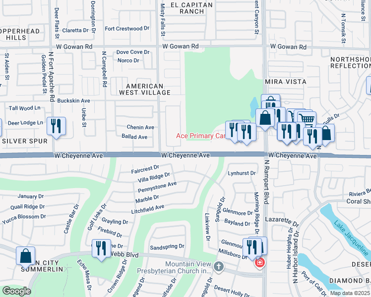 map of restaurants, bars, coffee shops, grocery stores, and more near 8701 Sandringham Avenue in Las Vegas