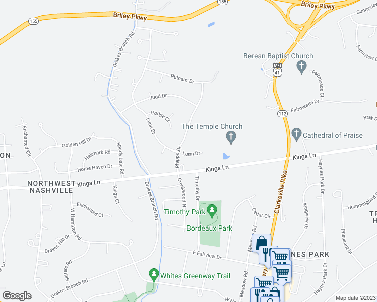 map of restaurants, bars, coffee shops, grocery stores, and more near 3788 Lunn Drive in Nashville
