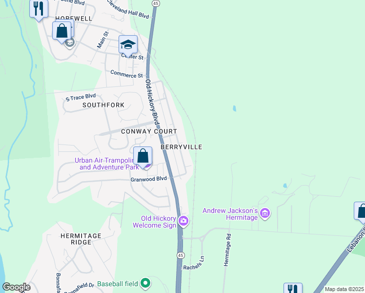 map of restaurants, bars, coffee shops, grocery stores, and more near 4312 Woods Street in Nashville