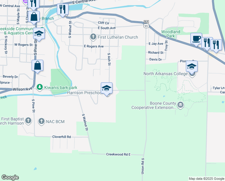 map of restaurants, bars, coffee shops, grocery stores, and more near 520 Womack Avenue in Harrison