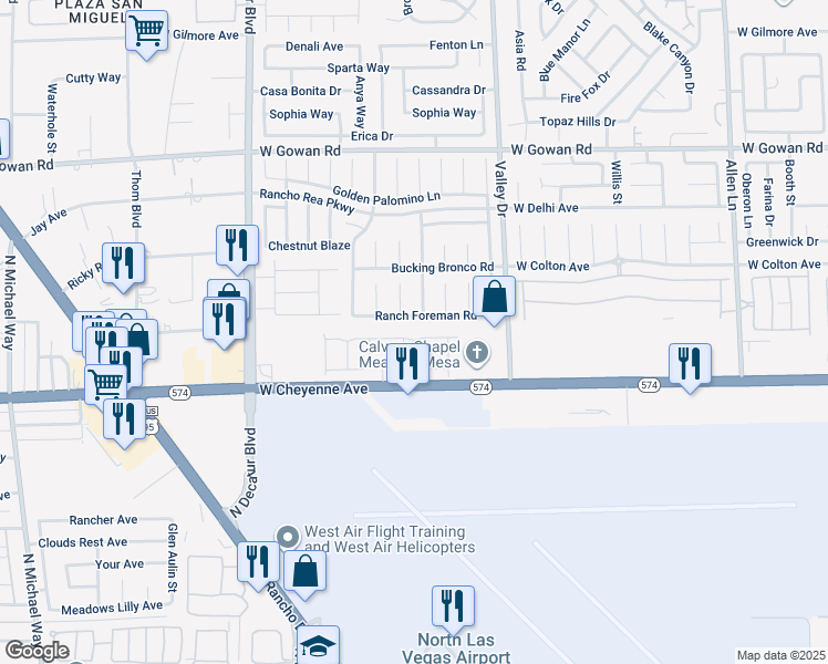 map of restaurants, bars, coffee shops, grocery stores, and more near 4432 Cave Lake Avenue in North Las Vegas
