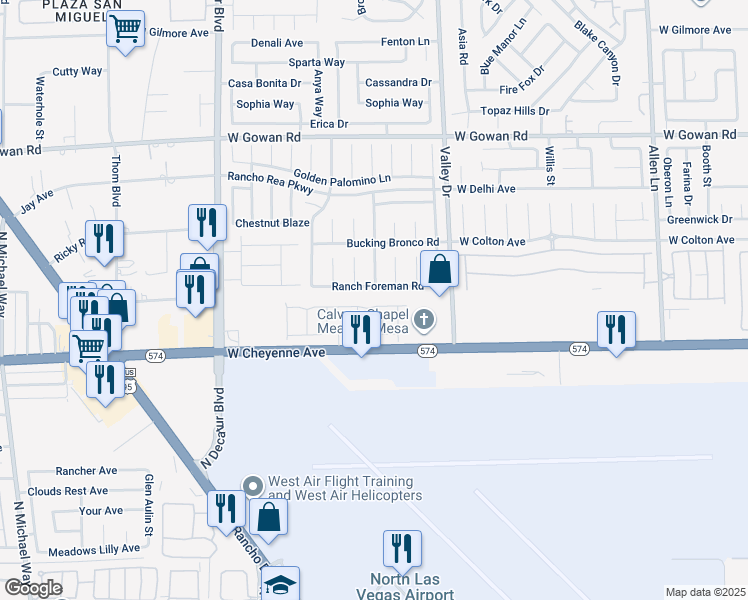 map of restaurants, bars, coffee shops, grocery stores, and more near 4424 Cave Lake Avenue in North Las Vegas