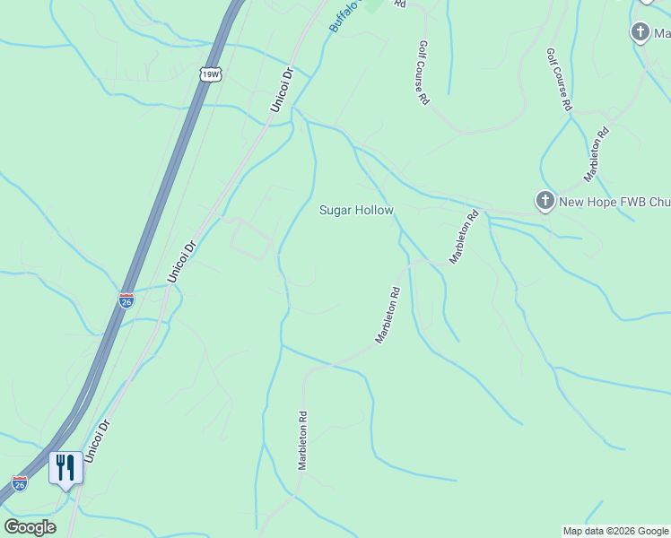 map of restaurants, bars, coffee shops, grocery stores, and more near 201 Jacobs Ln in Unicoi