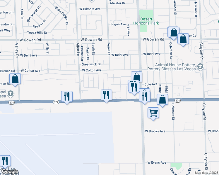 map of restaurants, bars, coffee shops, grocery stores, and more near 3282 Dragon Fly Street in North Las Vegas