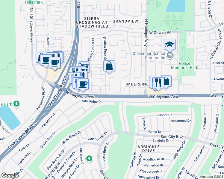 map of restaurants, bars, coffee shops, grocery stores, and more near 3280 Grayson Lake Court in Las Vegas