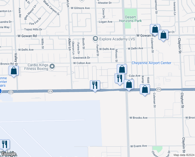 map of restaurants, bars, coffee shops, grocery stores, and more near 3282 Dragon Fly Street in North Las Vegas