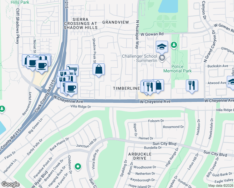 map of restaurants, bars, coffee shops, grocery stores, and more near 3212 Hill Valley Street in Las Vegas