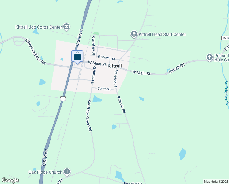 map of restaurants, bars, coffee shops, grocery stores, and more near 188 South Chavis Road in Kittrell