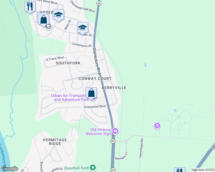 map of restaurants, bars, coffee shops, grocery stores, and more near 4306 Old Hickory Boulevard in Nashville