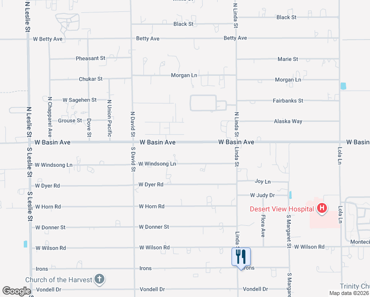 map of restaurants, bars, coffee shops, grocery stores, and more near 1711 West Horn Road in Pahrump