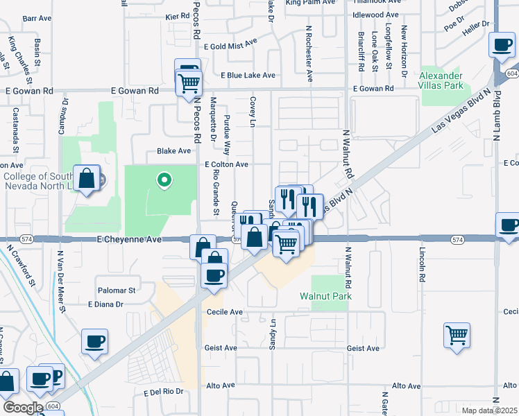 map of restaurants, bars, coffee shops, grocery stores, and more near 3274 Covey Lane in Las Vegas