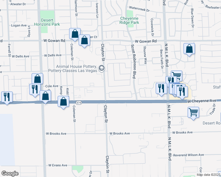 map of restaurants, bars, coffee shops, grocery stores, and more near 1948 Soto Lane in North Las Vegas