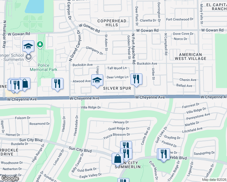 map of restaurants, bars, coffee shops, grocery stores, and more near 9413 Mount Cash Avenue in Las Vegas