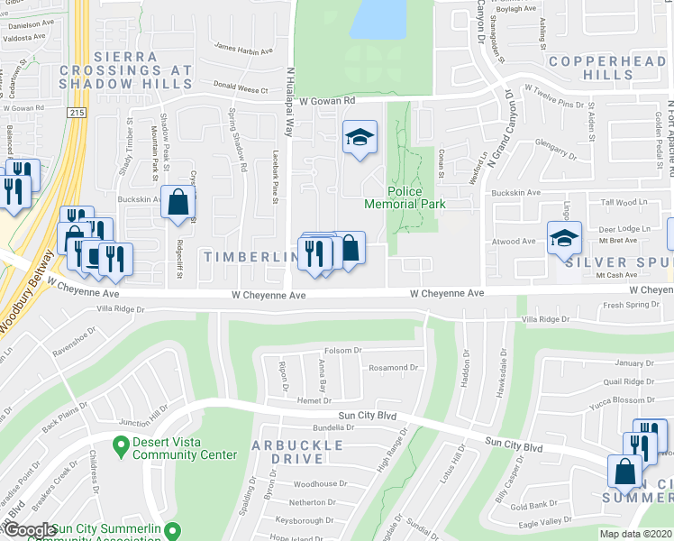 map of restaurants, bars, coffee shops, grocery stores, and more near 10030 West Cheyenne Avenue in Las Vegas