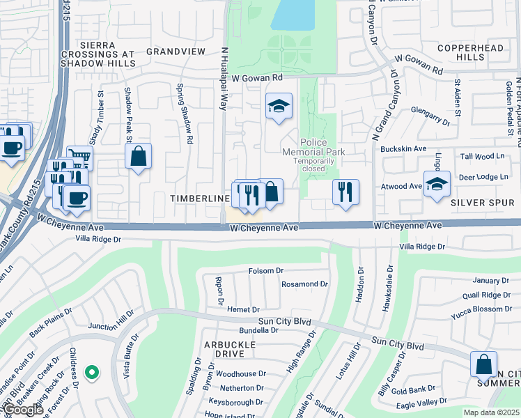 map of restaurants, bars, coffee shops, grocery stores, and more near 10001 Bonterra Avenue in Las Vegas