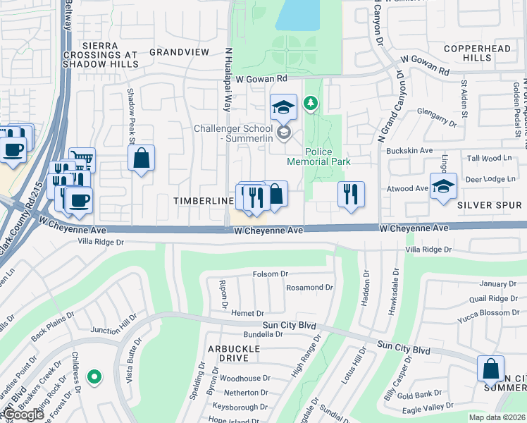 map of restaurants, bars, coffee shops, grocery stores, and more near 10030 West Cheyenne Avenue in Las Vegas