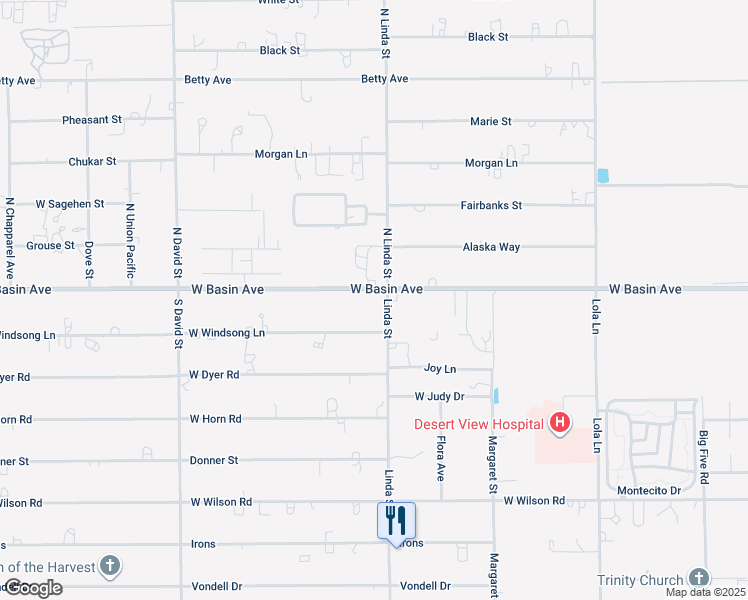 map of restaurants, bars, coffee shops, grocery stores, and more near 1011 West Basin Avenue in Pahrump
