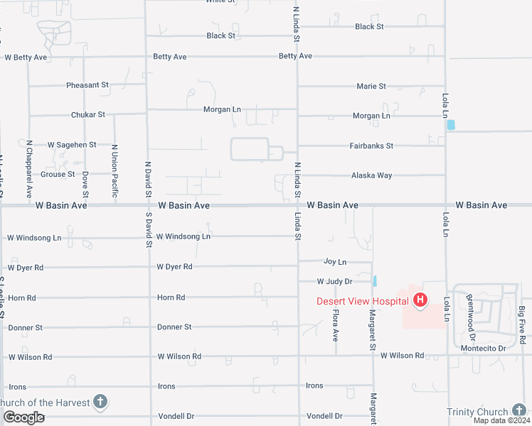 map of restaurants, bars, coffee shops, grocery stores, and more near 1101 West Basin Avenue in Pahrump