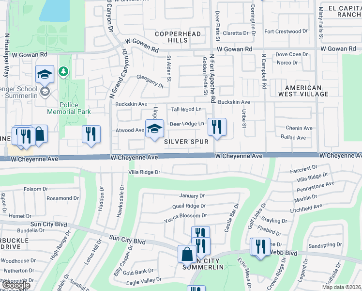 map of restaurants, bars, coffee shops, grocery stores, and more near 9413 Mount Cash Avenue in Las Vegas