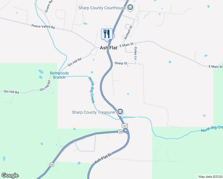 map of restaurants, bars, coffee shops, grocery stores, and more near 71 Tuff Street in Ash Flat