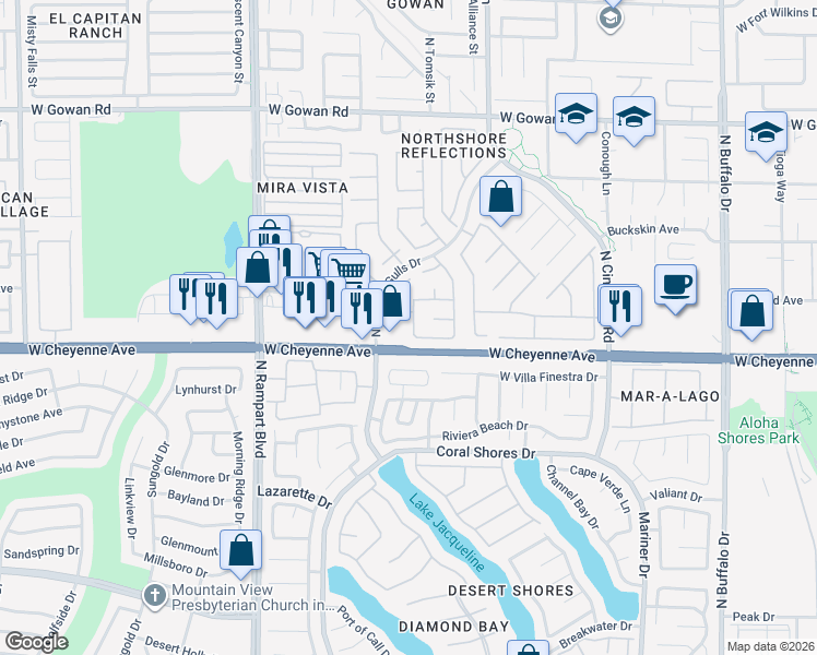 map of restaurants, bars, coffee shops, grocery stores, and more near in Las Vegas