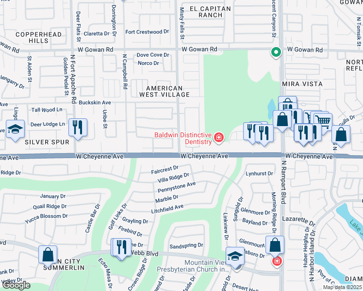 map of restaurants, bars, coffee shops, grocery stores, and more near 8901 Dolente Avenue in Las Vegas