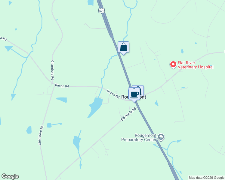 map of restaurants, bars, coffee shops, grocery stores, and more near 216 Bacon Road in Rougemont