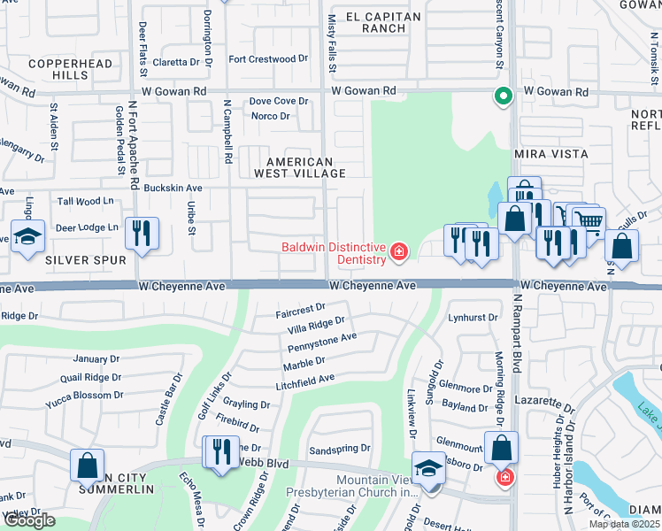 map of restaurants, bars, coffee shops, grocery stores, and more near 8901 Dolente Avenue in Las Vegas