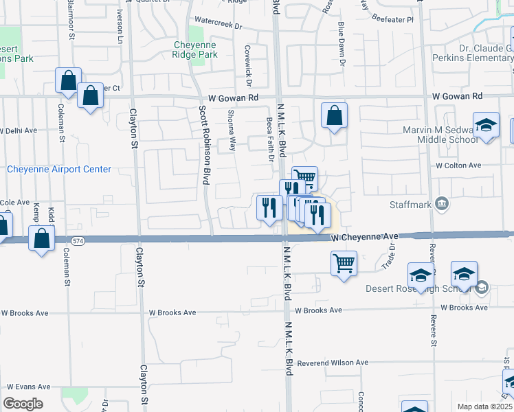 map of restaurants, bars, coffee shops, grocery stores, and more near 3245 Aiken Way in North Las Vegas