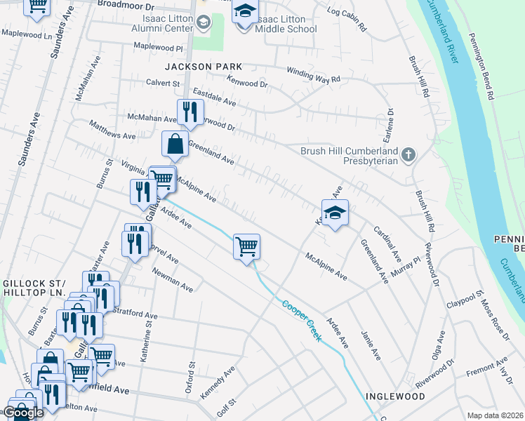 map of restaurants, bars, coffee shops, grocery stores, and more near 1213 Mcalpine Avenue in Nashville