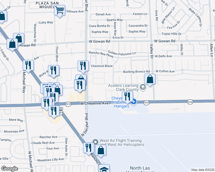 map of restaurants, bars, coffee shops, grocery stores, and more near 3318 North Decatur Boulevard in Las Vegas