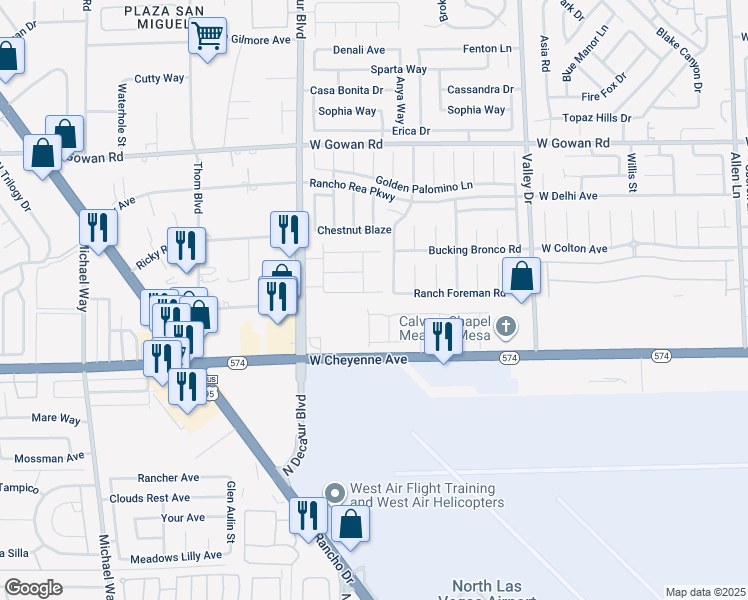 map of restaurants, bars, coffee shops, grocery stores, and more near 3318 North Decatur Boulevard in Las Vegas