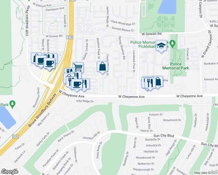 map of restaurants, bars, coffee shops, grocery stores, and more near 3280 Grayson Lake Court in Las Vegas