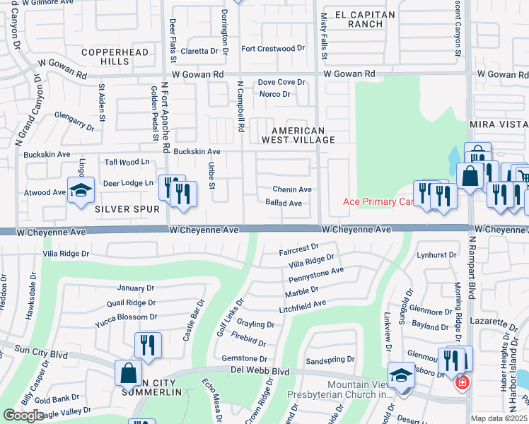 map of restaurants, bars, coffee shops, grocery stores, and more near 9120 Dolente Avenue in Las Vegas