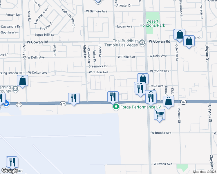 map of restaurants, bars, coffee shops, grocery stores, and more near 3272 Cheyenne Gardens Way in North Las Vegas